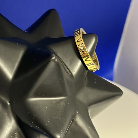 Roman Numeral Cut Out Ring With CZ’S - Picture 4 of 5